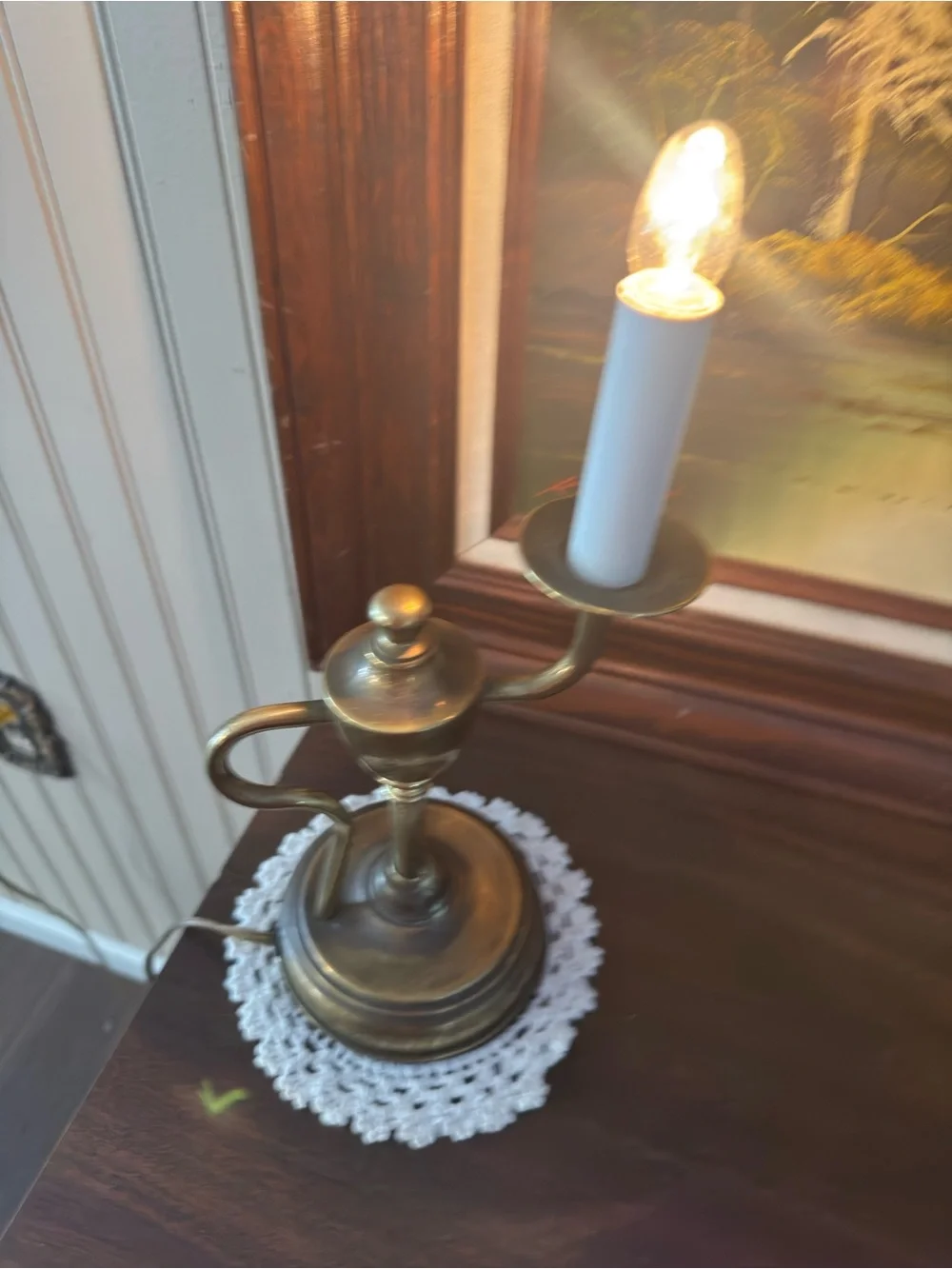 Vintage Brass Chamberstick Table Lamp – Classic Candle Style